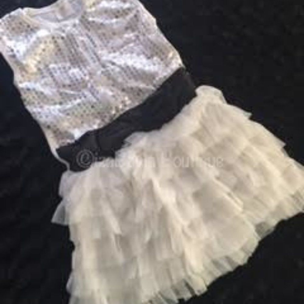 ***** White & silver Sequin Dress  12363T  3T  NWT Boutique